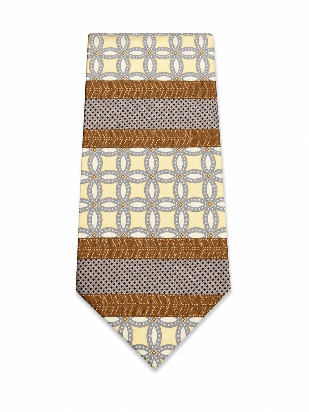 Evan Picone Silk Tie in Cream, Gray & Brown Pattern